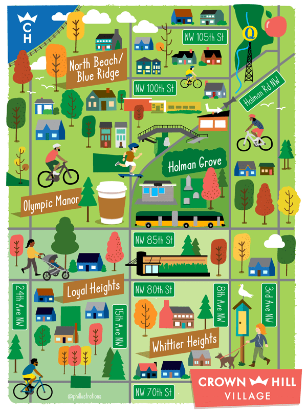 illustrated map of Crown Hill