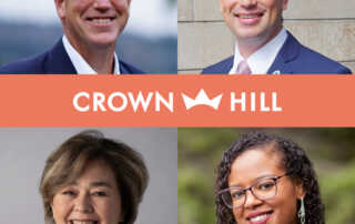 Images of 4 people running for Seattle City Council with a banner in the middle that says Crown Hill